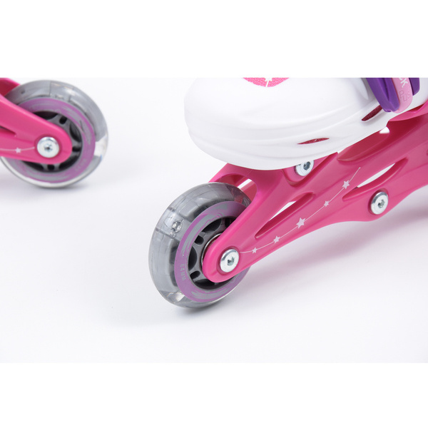 Zestaw COMBO PINK LED: 2w1 wrotko-rolki regulowane + kask + ochraniacze + torba SMJ sport